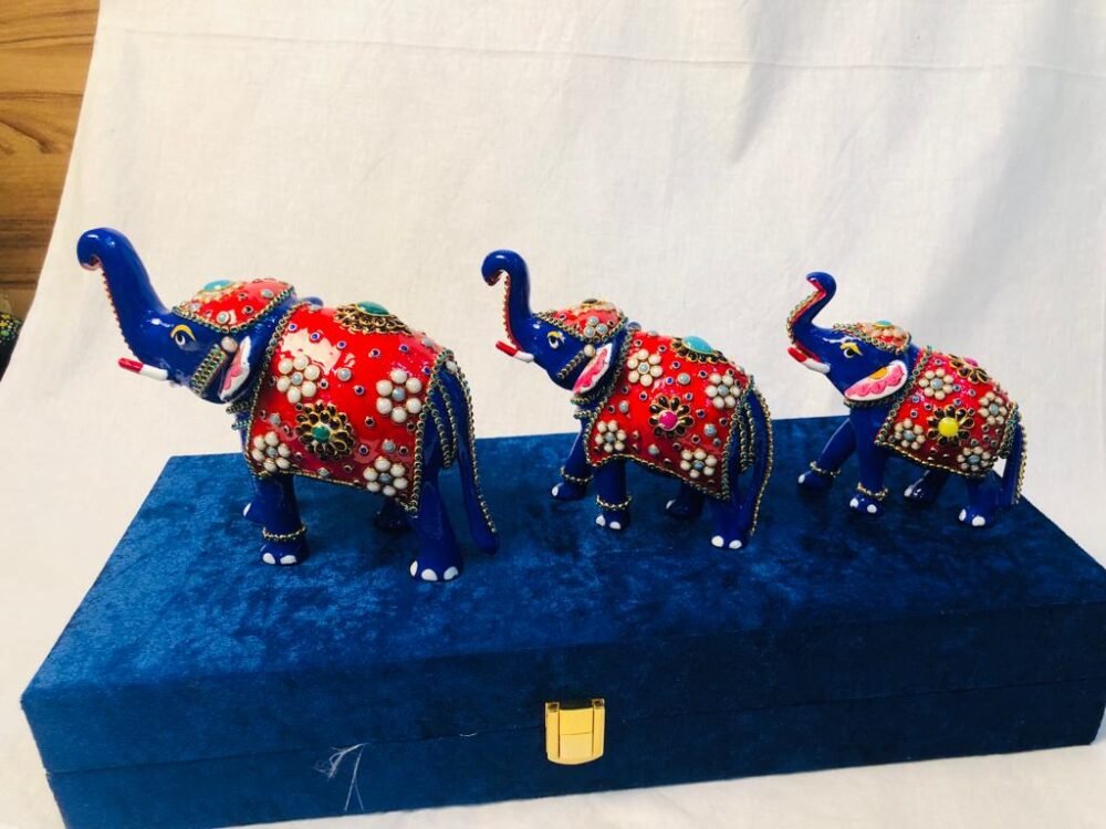 METAL ANIMAL STONE WORK ELEPHANT 5 INCH